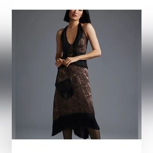 Anthropologie Fringe Halter Dress